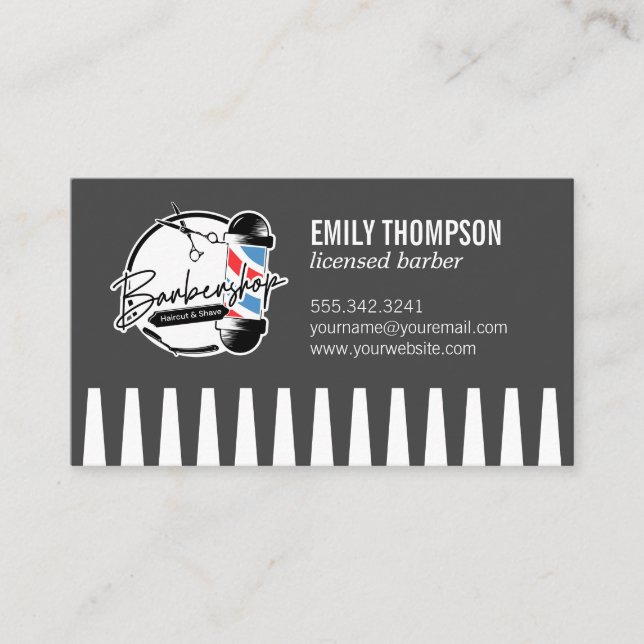 Carte De Visite Barber Pole | Hair Cutting Tools (Devant)