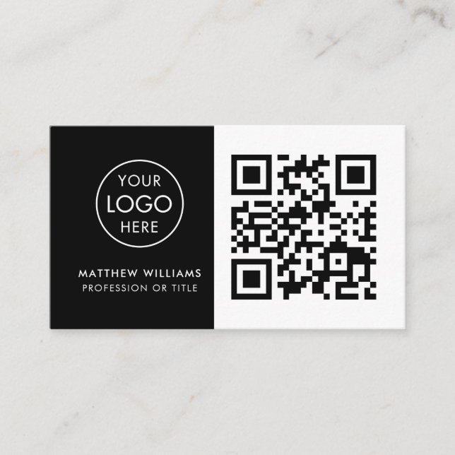 Carte De Visite Barber Professional QR Code Logo Moderne (Devant)