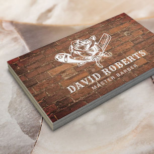 Carte De Visite Barber Razor & Logo Rose Barbershop Cheveux en bri