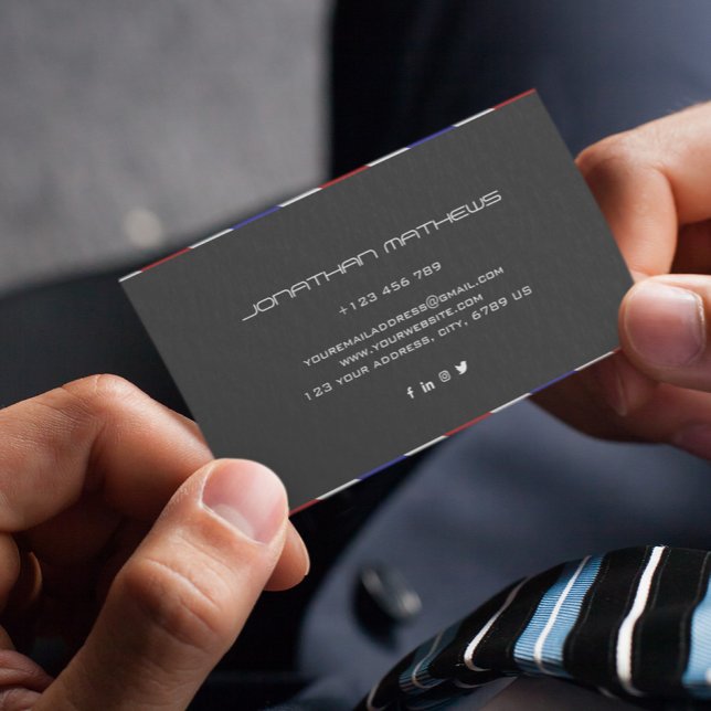 Carte De Visite Barber Red White Blue Horizontal Personalized  (Créateur téléchargé)