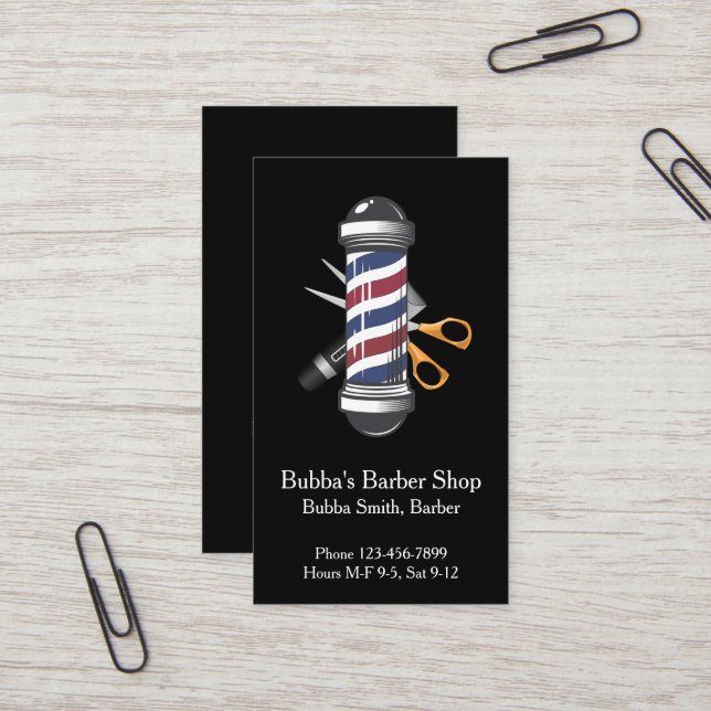Carte De Visite Barber Shop Business Card (Devant/Arrière en situation)