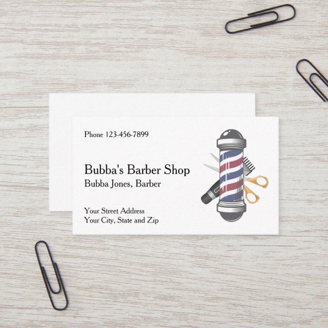 Carte De Visite Barber Shop Business Card (Devant/Arrière en situation)