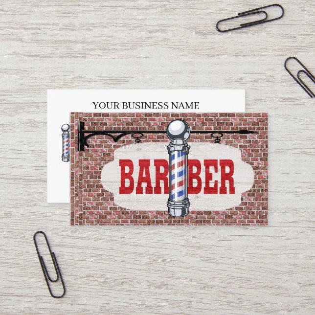 Carte De Visite Barber Shop Business Card (Devant/Arrière en situation)