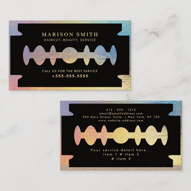 Carte De Visite Barber Shop Hair  (Devant / Derrière)