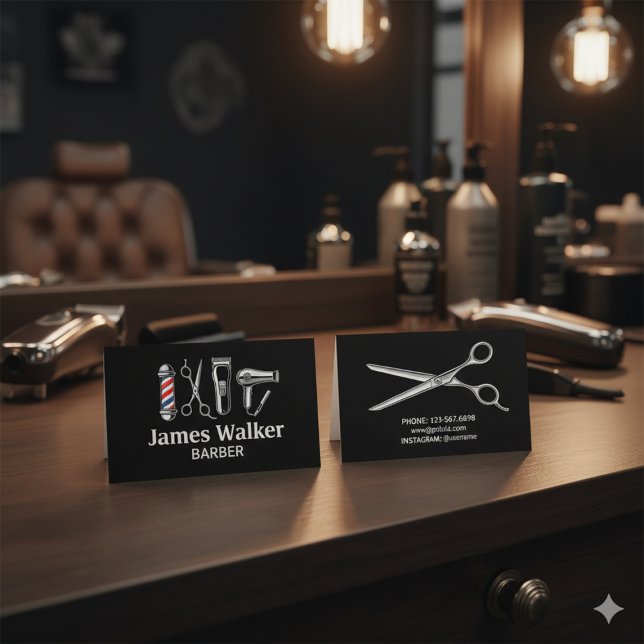 Carte De Visite Barber Shop Hair Stylist Professional Barbershop (Créateur téléchargé)