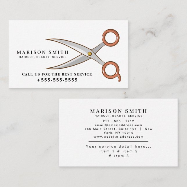 Carte De Visite Barber Shop Hair Stylist Professional Barbershop (Devant / Derrière)