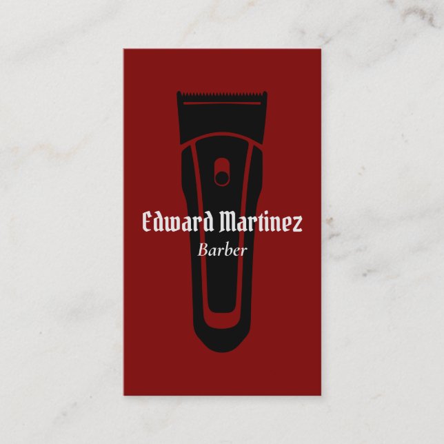 Carte De Visite Barber Shop Hairdresser, Red Modern Hair Clipper (Devant)