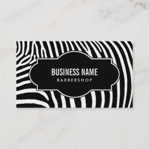 Carte De Visite Barber Shop moderne noir & blanc Zebra Stripes