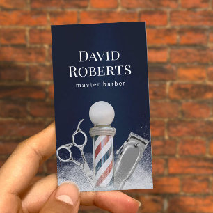 Carte De Visite Barber Shop Navy Blue Professional Barbershop