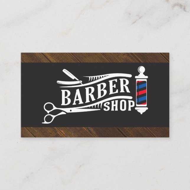 Carte De Visite Barber Shop | Poteau en barbre et outils (Devant)
