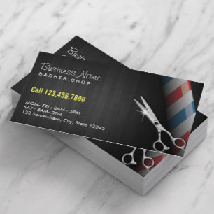 Carte De Visite Barber Shop Professional Dark Wood Cisseur d'argen
