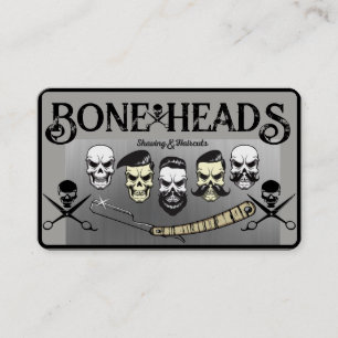 Carte De Visite Barber Shop Skuls, CrossScissors en gris sur