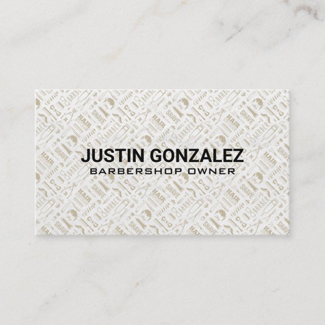 Carte De Visite Barber Shop Tools Motif (Devant)