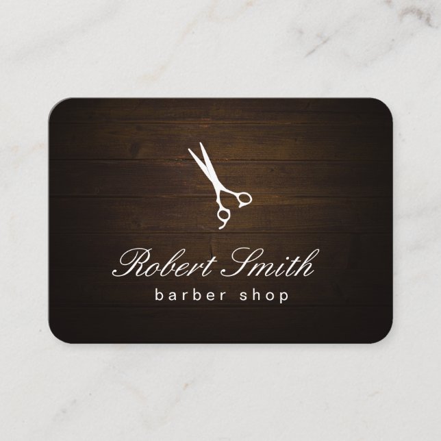 Carte De Visite Barber Shop Wood Arrière - plan Vignette (Devant)