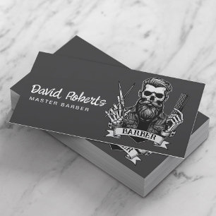 Carte De Visite Barber Skull Barbershop Styliste élégante des chev
