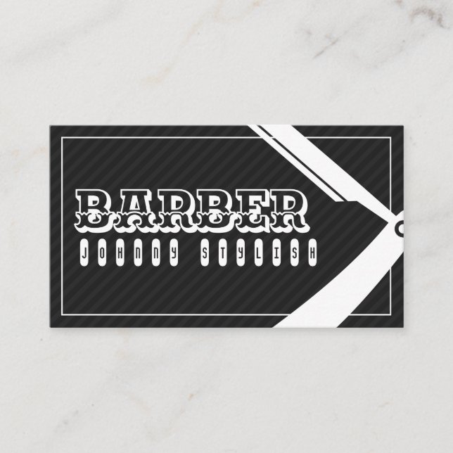 Carte De Visite Barber style élégant professionnel noir gris (Devant)