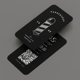 Carte De Visite Barbershop Barber Classic Pole d'argent noir