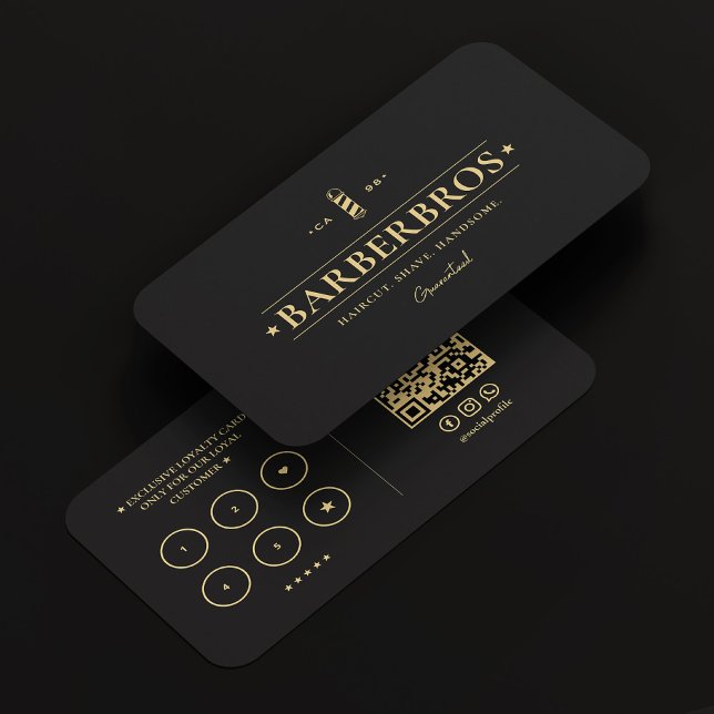 Carte De Visite Barbershop Barber Pole Élégant Black Loyalty (Barbershop Barber Pole Elegant Black Loyalty Business Card
)