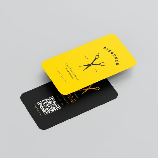 Carte De Visite Barbershop Ciseaux Coiffeur Barbier Jaune (Barbershop Scissors Hairstylist Yellow Barber Business Card
)