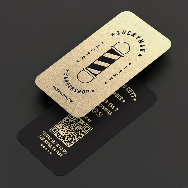 Carte De Visite Barbershop Classic Elegant Or Noir Barber Pole (Barbershop Classic Elegant Gold Black Barber Pole Business Card
)