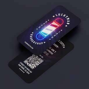 Carte De Visite Barbershop Classic Rouge Blanc Bleu Barbier Pole