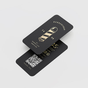 Carte De Visite Barbershop Haircut Hairstyliste Gold Barber's Pole