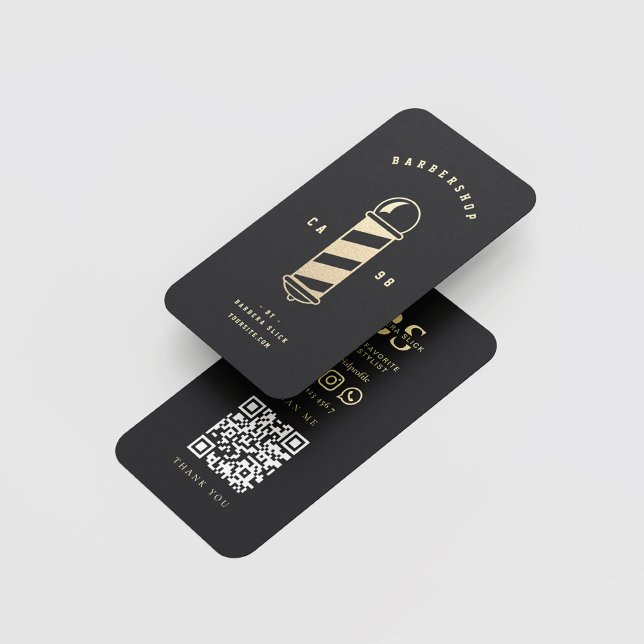 Carte De Visite Barbershop Haircut Hairstyliste Gold Barber's Pole (Barbershop Haircut Hairstylist Gold Barber's Pole Business Card
)