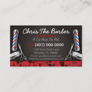 Carte De Visite Barbershop Loyalty Card (Poteau de barbier et pinc
