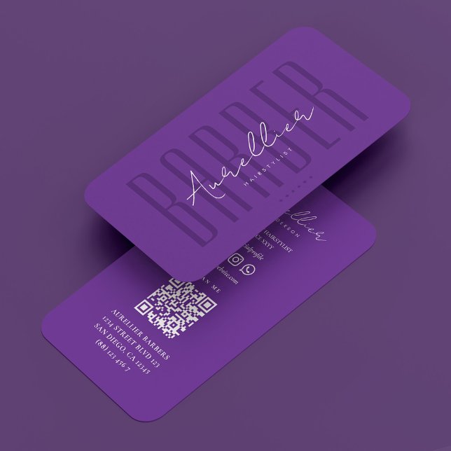 Carte De Visite Barbershop moderne Voyage Barber Royal Purple (Modern Barbershop Travel Barber Royal Purple Business Card
)