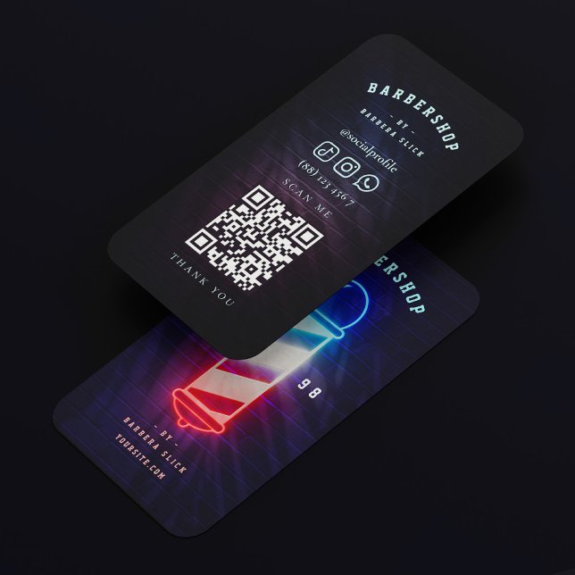 Carte De Visite Barbershop Neon Barber's Pole Modern Barber (Barbershop Neon Barber's Pole Modern Barber Business Card
)