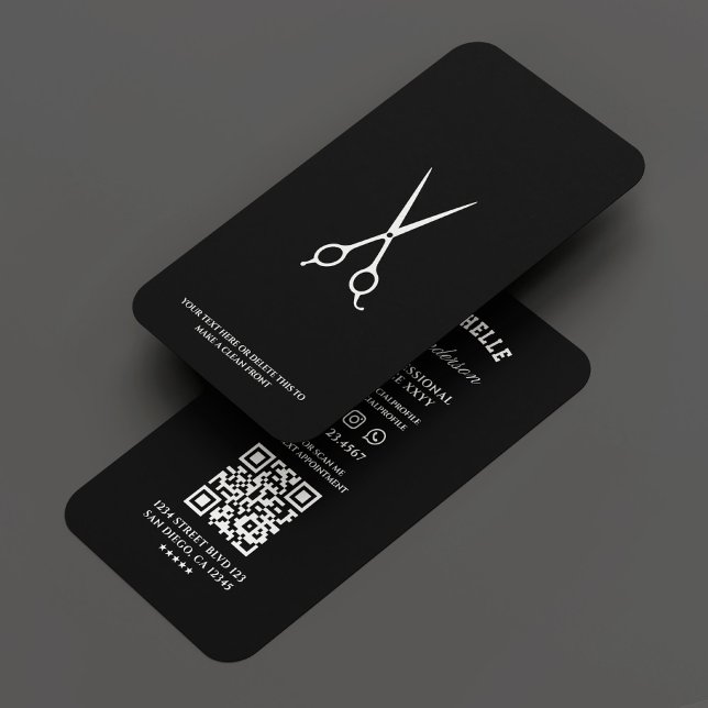 Carte De Visite Barbier Barbier minimaliste Ciseau noir (Minimal Barber Barbershop Scissor Black Business Card
)