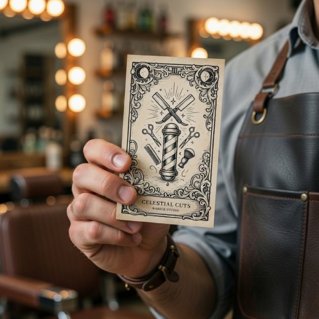 Carte De Visite Barbier céleste vintage | Céleste vintage (Créateur téléchargé)