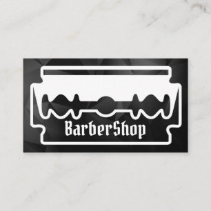 Carte De Visite Barbier créatif minimaliste noir et blanc Razor