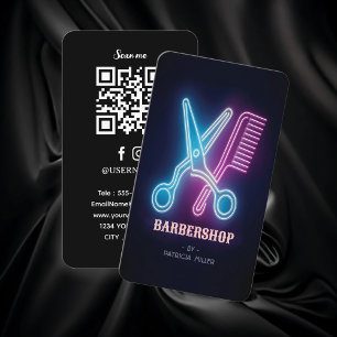 Carte De Visite Barbier professionnel Neon Barber ciseaux