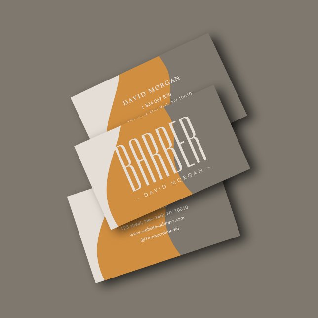 Carte De Visite Barbier professionnel Tones de Terre rustique (Créateur téléchargé)