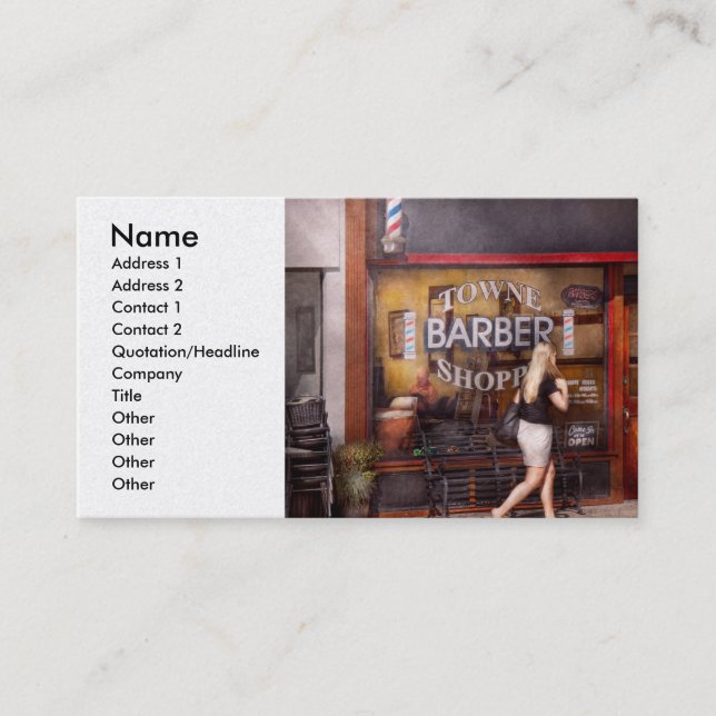 Carte De Visite Barbier - Salon de coiffure - C'est l'heure de la  (Devant)