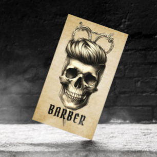 Carte De Visite Barbier Skull & Ciseaux Vintages Styliste