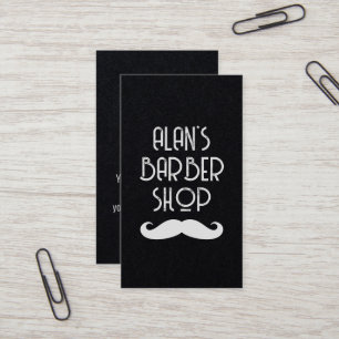 Carte De Visite Barbier vintage coiffeur styliste noir vertical