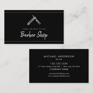 Carte De Visite Barbier Vintage noir classique Outils Barbier