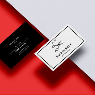 Carte De Visite Barbier Vintage noir classique Outils Barbier