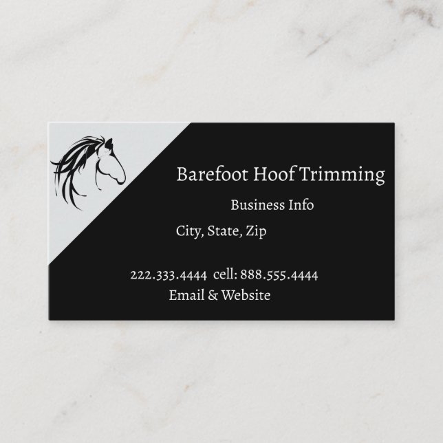 Carte De Visite Barefoot Hoof Trimming Classic Horse Logo (Devant)