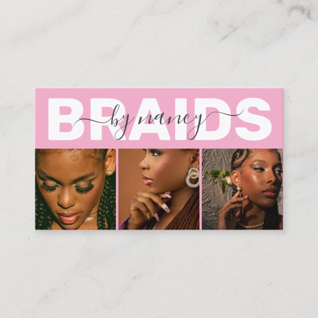 Carte De Visite Barids Typographie Photo Code Qr Logo Rose (Devant)
