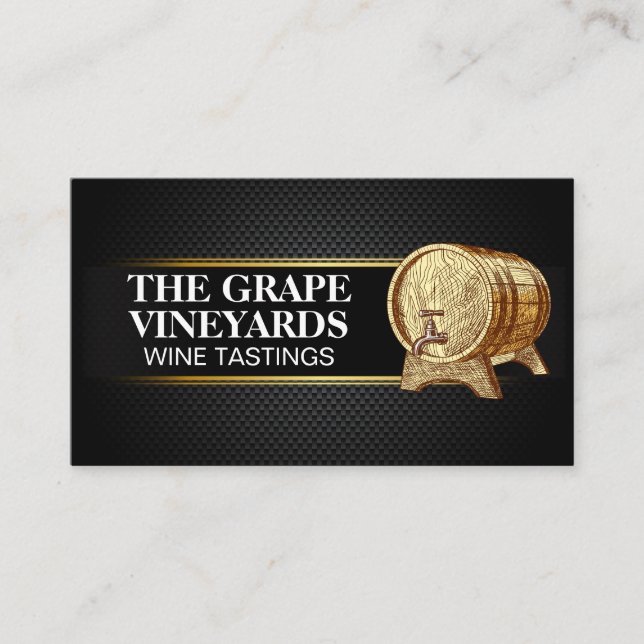 Carte De Visite Baril de vin en bois | Black Carbon Fibre Motif (Devant)