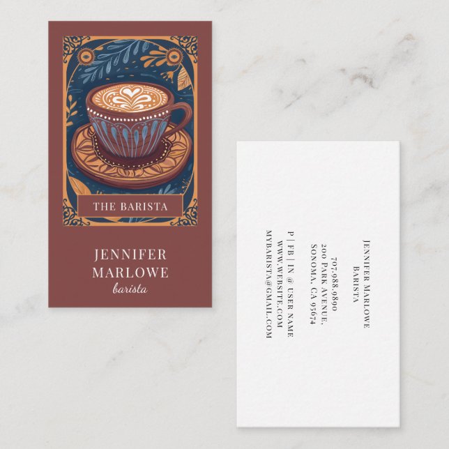 Carte De Visite Barista Tarot (Devant / Derrière)