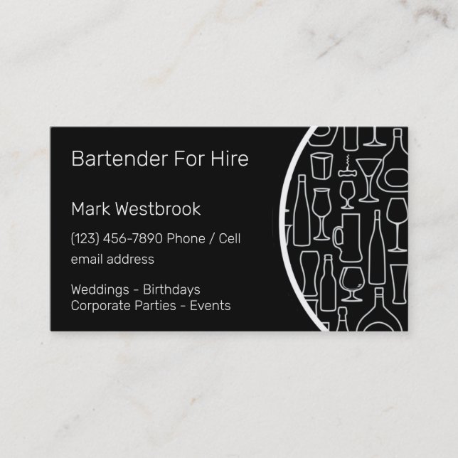 Carte De Visite Barman à louer Moderne (Devant)