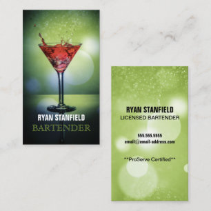 Carte De Visite Barman Bokeh vert
