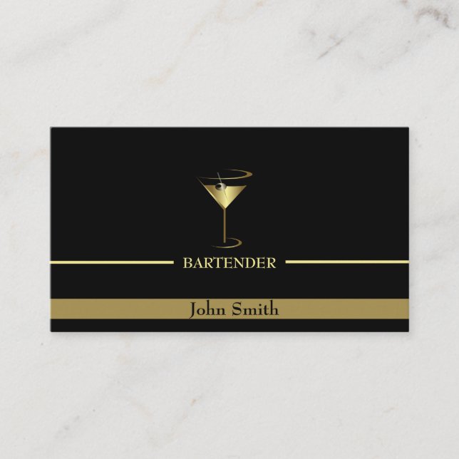 Carte De Visite Barman de logo Gold Martini (Devant)