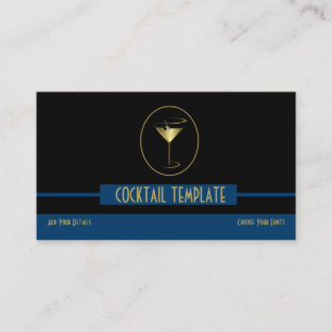 Carte De Visite Barman de logotype en or noir et blanc
