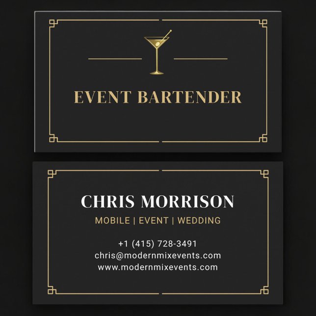 Carte De Visite Barman d'événement Professionnel (Créateur téléchargé)