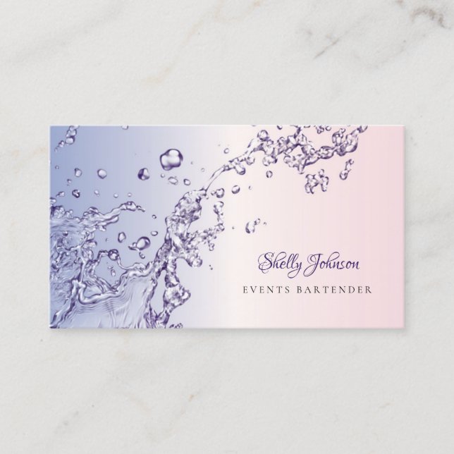Carte De Visite Barman d'événement Splash d'eau (Devant)